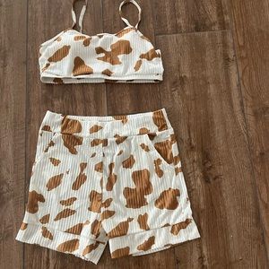 Animal print two piece workout set